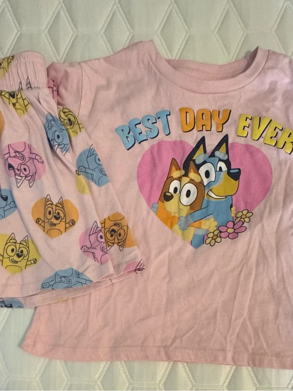 Kids Pink 'Best Day Ever' skort Set with Bluey Characters